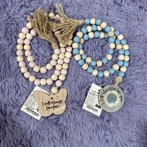 Dolly Parton I Will Always Love You Wood Bead Garland Set Butterfly Record 29.5"